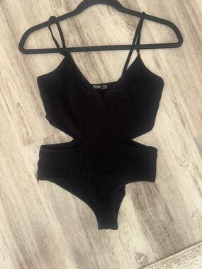 Nasty Gal Black Cutout Spaghetti-Strap Bodysuit